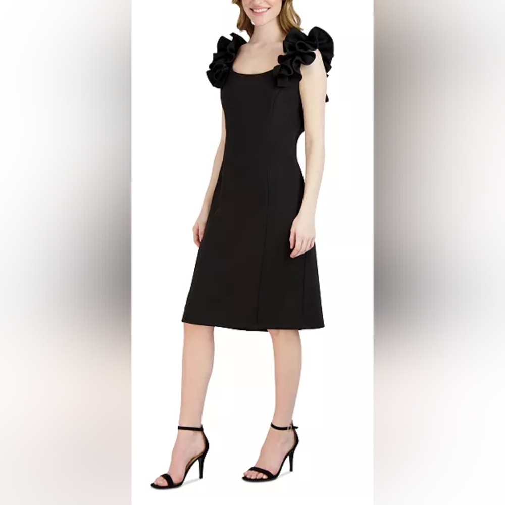 Donna Ricco Ruffled-Shoulder Sleeveless Dress - Picture 3 of 3